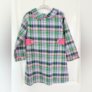 The Oaks Apparel Plaid Long Sleeve Classic Dress with Pink Accents size 4